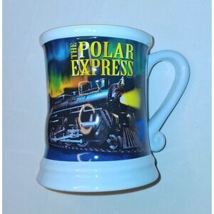 The Polar Express Coffee Mug Warner Bros Train Northern Lights Holiday Christmas